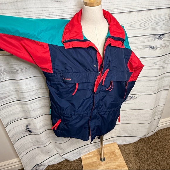 Vintage Columbia Jacket - Red, Teal, and Navy - Picture 4 of 8